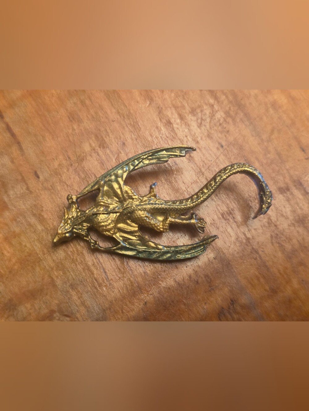 Resin Golden Flying Dragon Brooch About 3 Inch